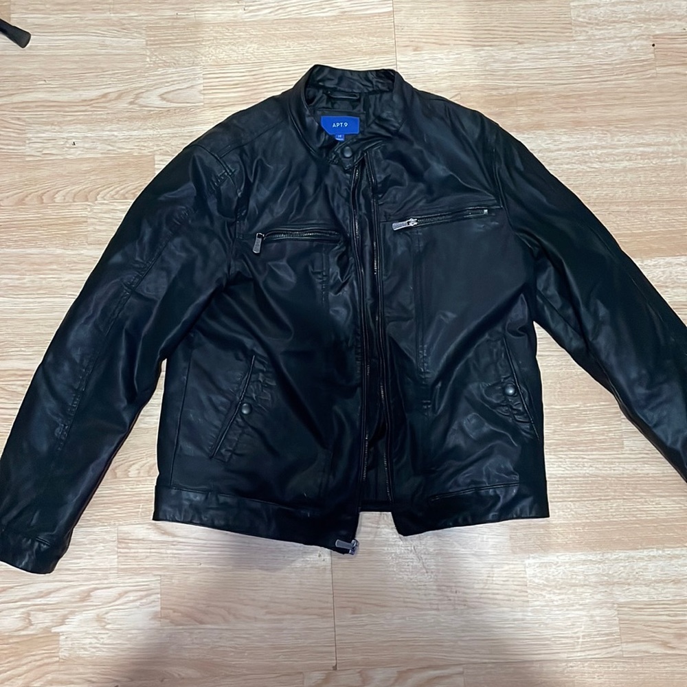 Apt 9 black leather jacket like new medium